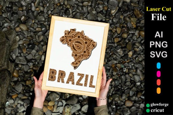 Download Brazil Country Mandala Laser Wooden Map - Premium Resources