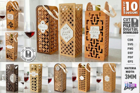 Download Wine Bottle Gift Boxes Laser Cut Bundle - Wine Collection