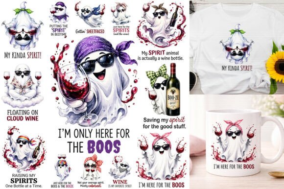 Download Halloween Ghost Wine Sublimation PNG - Wine Collection