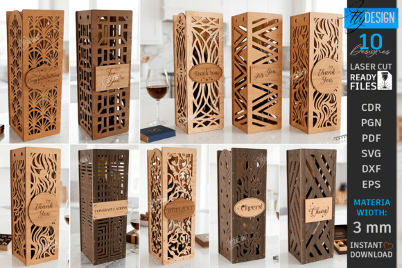 Download Wine Bottle Gift Boxes Laser Cut Bundle - Wine Collection