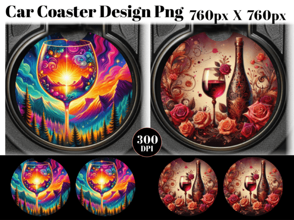 Download Vibrant Wine Glass Car Coaster PNG - Wine Collection