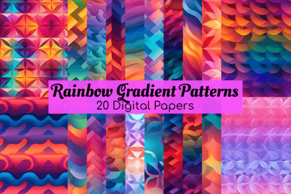 Download Rainbow Gradient Geometric Patterns Pack - Geometric Collection