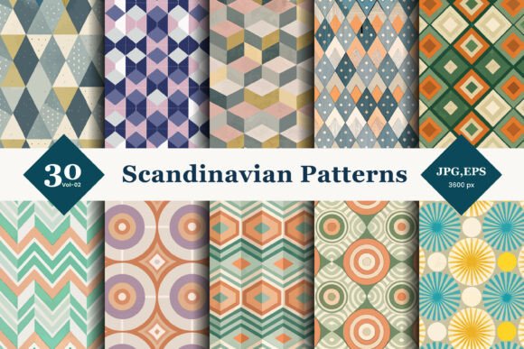 Download Scandinavian Geometric Seamless Patterns 02 - Geometric Collection