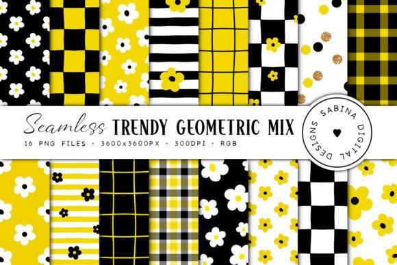 Download Black &amp; Yellow Trendy Geometric Patterns - Geometric Collection