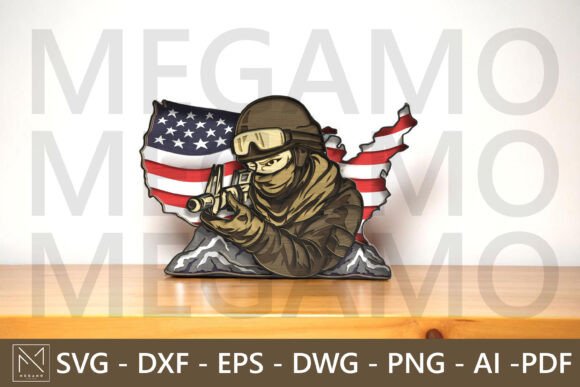 Download Sniper Soldier USA Map SVG - Premium Bundle